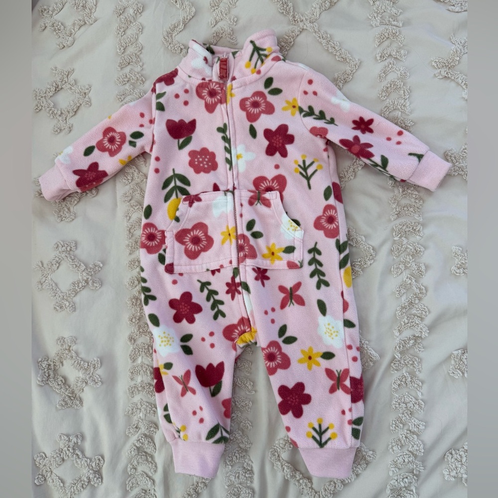 Carter's Pink and Red Footies with Floral Print - Never worn!